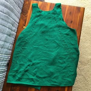 Halter sweater with open back, green.